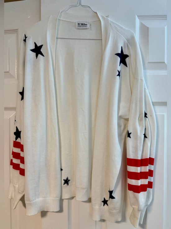 27 Miles Malibu Sweaters - 27 Miles Malibu Patriotic Stars & Stripes Open Cardigan Sweater | Women’s Medium